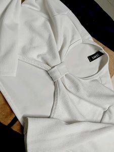 White Cut-out Ring Detail Top