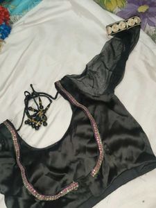 Sleek Black Satin Blouse