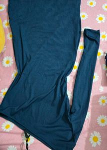 Ribbed Long Sleeve One Shoulder Dress