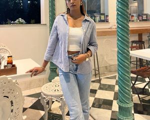 Striped Oversized Button-Up Shirt