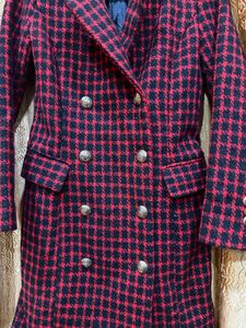 Red &amp; Black Plaid Trench korean coat🎓🦋