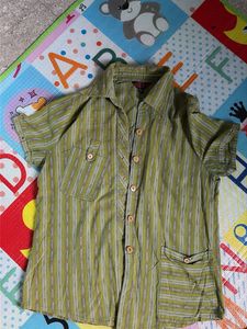 Green Striped Button-Up Top