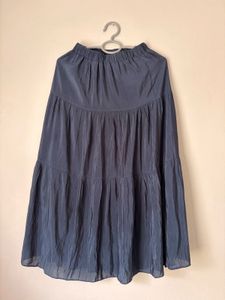 Muted Slate Blue Ruffle Skirt