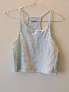 Light green Ribbed Cropped Tank Top