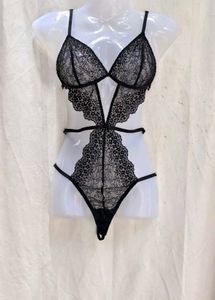 28V. Black Lace Teddy Bodysuit