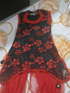 Designer Black & Red Kurta Set
