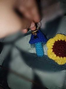 Crochet Mushroom &amp; Flower Keychain