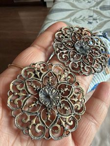 oxidized big Filigree Round studs