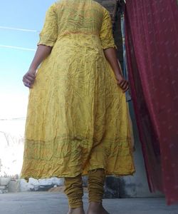 Yellow Printed Kurta Set with Dupatta