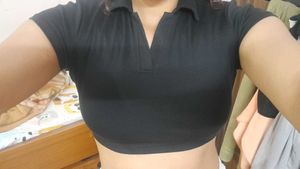 Black Cropped Polo Shirt