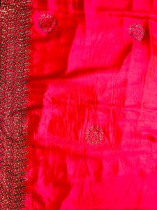 Vibrant Pink Embroidered Saree