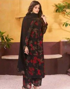 Floral Print Anarkali Suit Set