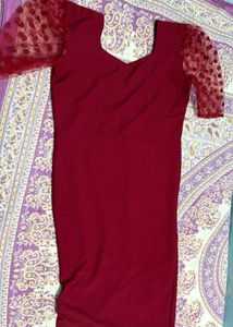 Maroon Calf Lenght One Peice