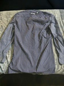 Blue and White Striped Button-Up Shirt
