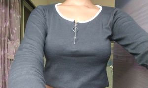 Ribbed Zip Neck Long Sleeve BlackTop