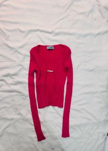 Pink Long Sleeve Crop Top