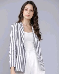 Striped Double-Breasted Blazer