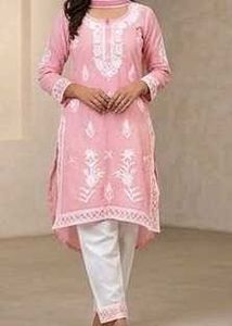 Pink Embroidered Kurta Set with Dupatta