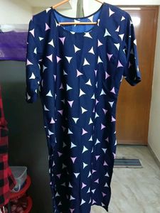Navy Blue Printed Kurta