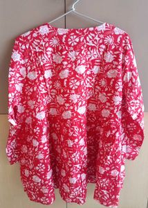 Price Dropped !! Plus Size Cotton Floral Red Top