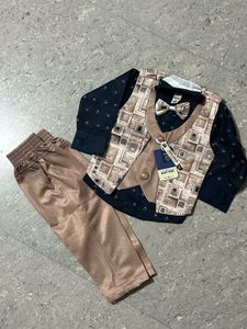 Boys Party Wear 3 Piece Suit Set with Bow Tie