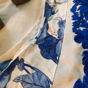 Silk And Cotton Embroidered Kurti