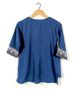 Dark Blue Printed Top (Women)