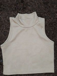Sleeveless Mock Neck Ribbed Top