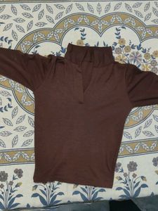 Chic Brown Long Sleeve Top