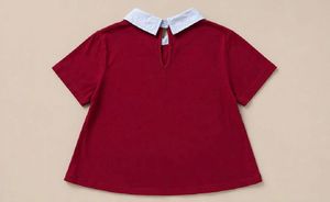 Charming Red Top with Floral Collar