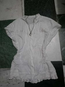 Y2k white lace anglaise top