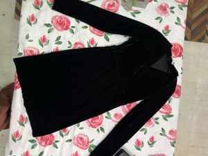 Black Velvet Wrap Dress
