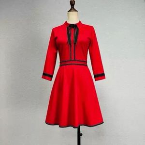 Red Fit & Flare Dress with Black Accents