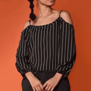 Striped Cold Shoulder Top