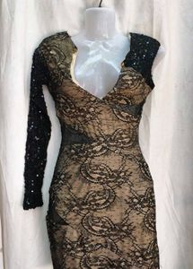 Sequin Lace One-Sleeve Mini Dress