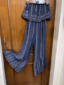 Boho Blue Striped Jumpsuit