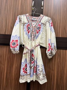 Boho Embroidered Kimono Dress