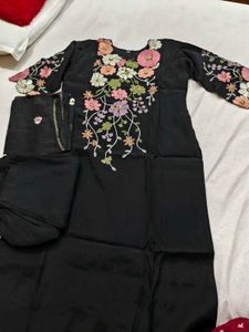 Black Embroidered Kurta Set