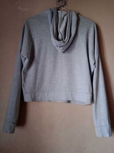 Gray Cropped Hoodie