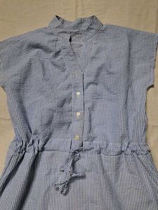 Blue &amp; White Striped Casual Dress