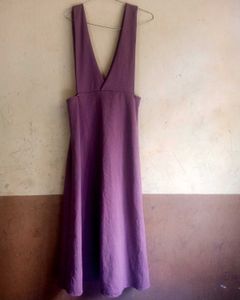 Purple V-Neck Pinafore Dress