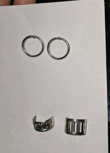 Set of 3 Chic Silver Studs &amp; 2 Single Earcuffs