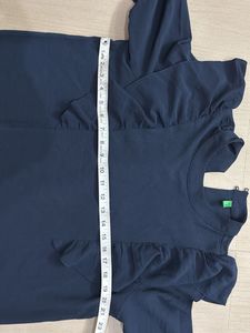 Chic Navy Ruffle Long Sleeve Top