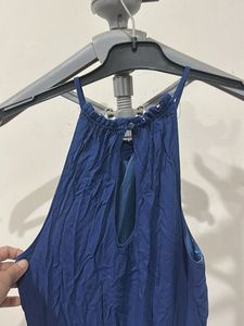 Navy Blue Halter Neck Dress