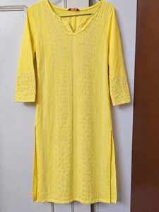 Vibrant Yellow Embroidered Kurta