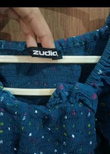 Blue Printed Casual DressSize M