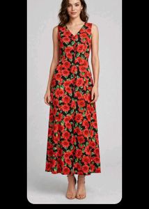 Vibrant Floral Print Maxi Dress