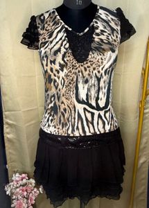 3 for 999 y2k Leopard Print Ruffle Dress