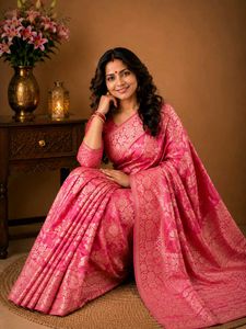 Elegant Pink Chikankari Silk Saree