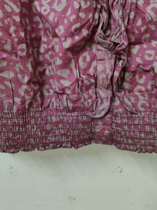Pink Leopard Print Ruffled Top